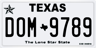 TX license plate DOM9789