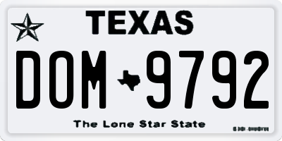 TX license plate DOM9792