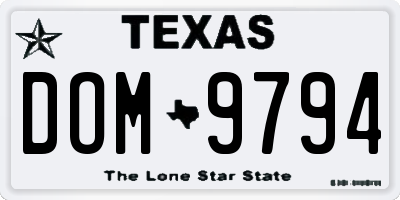 TX license plate DOM9794