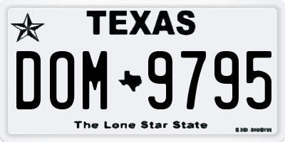 TX license plate DOM9795