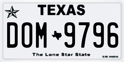 TX license plate DOM9796