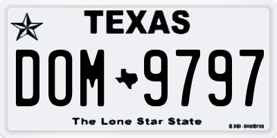 TX license plate DOM9797