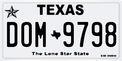 TX license plate DOM9798