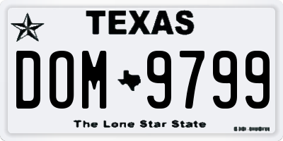 TX license plate DOM9799