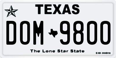 TX license plate DOM9800