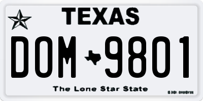 TX license plate DOM9801