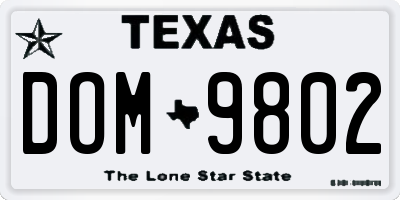 TX license plate DOM9802