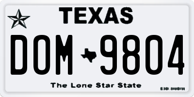 TX license plate DOM9804