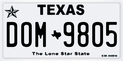 TX license plate DOM9805