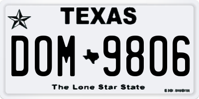 TX license plate DOM9806