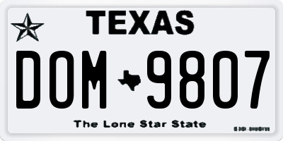 TX license plate DOM9807