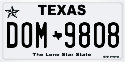 TX license plate DOM9808