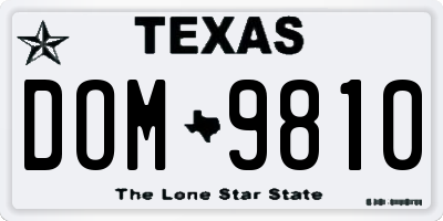 TX license plate DOM9810