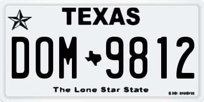 TX license plate DOM9812