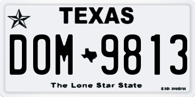 TX license plate DOM9813