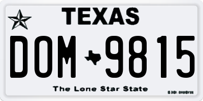 TX license plate DOM9815