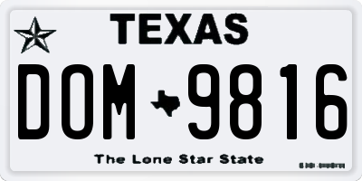 TX license plate DOM9816