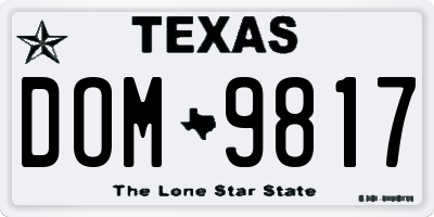 TX license plate DOM9817