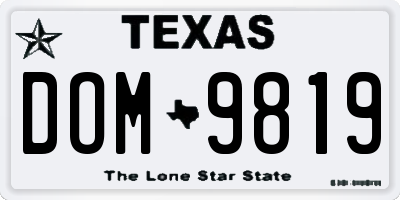 TX license plate DOM9819