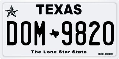 TX license plate DOM9820