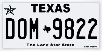 TX license plate DOM9822