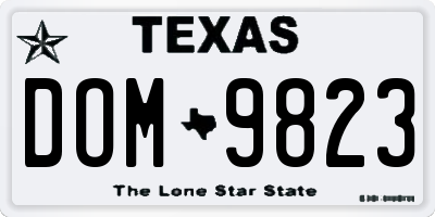 TX license plate DOM9823