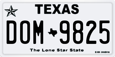TX license plate DOM9825