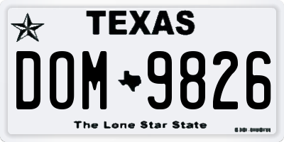 TX license plate DOM9826