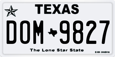 TX license plate DOM9827