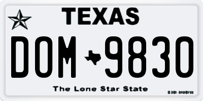 TX license plate DOM9830