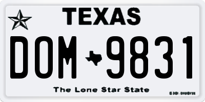 TX license plate DOM9831