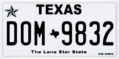 TX license plate DOM9832