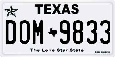 TX license plate DOM9833