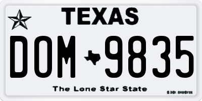 TX license plate DOM9835