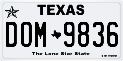 TX license plate DOM9836