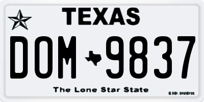 TX license plate DOM9837