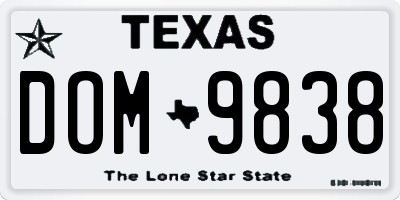 TX license plate DOM9838