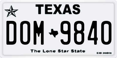 TX license plate DOM9840