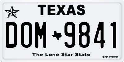 TX license plate DOM9841