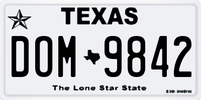TX license plate DOM9842