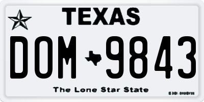 TX license plate DOM9843