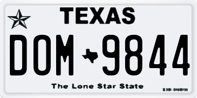 TX license plate DOM9844