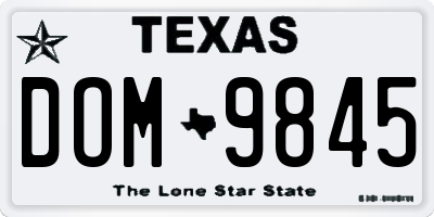 TX license plate DOM9845