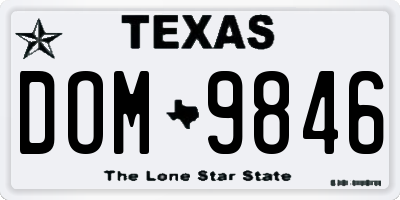 TX license plate DOM9846