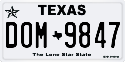 TX license plate DOM9847