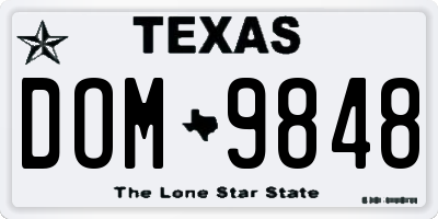 TX license plate DOM9848