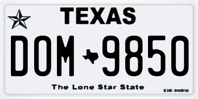TX license plate DOM9850