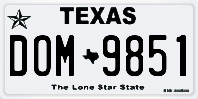 TX license plate DOM9851