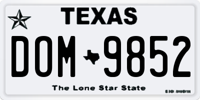 TX license plate DOM9852