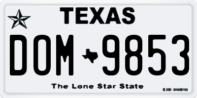 TX license plate DOM9853